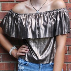Gold Forever 21 Off-the-Shoulder Top